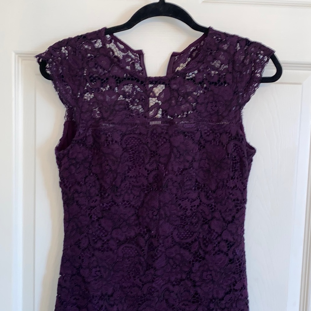 Ralph Lauren midi dress, purple and lace, size 0